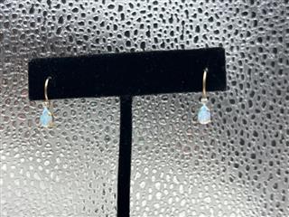 10K Opal Tear Drop Dangle Earrings Yellow Gold 0.56g Length 16.3mm Width 4.22mm